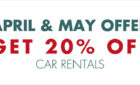 20% discount for car rentals in April & May in Paros!
